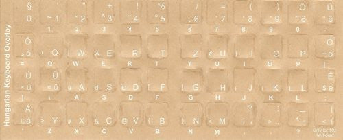 Hungarian Keyboard Stickers - Labels - Overlays with White Characters for Black Computer Keyboard