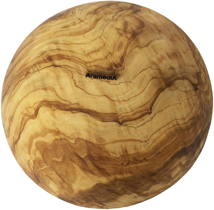 Cuenco de madera de olivo hecho a mano para frutas o ensaladas hecho a mano y tallado a mano por artesanos – Dimensiones: 20 de diámetro x 8,5 (cm) o 7,87 de diámetro x 3,34 (pulgadas); Peso: 550 gr - 1,21 libras