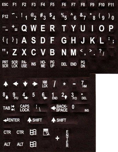 Large Print English Keyboard Stickers (Lexan® Polycarbonate Material ...