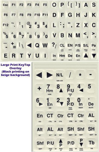 Large Print Keyboard Labels for PCs- Black-White