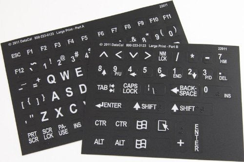 Braille with Large Print Keyboard Stickers Combined - Yellow Keys with Black Large Print Characters/Letters - Perfect for Visually Impaired