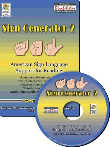 Sign Generator American Sign Language Support for Reading CD ROM