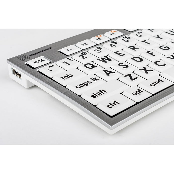 Logickeyboard LKBU-LPRNTBW-CWMU-US, clavier ALBA Mac à gros caractères noir sur blanc