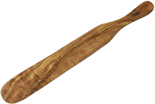 Espátula de crepe de madera de olivo 14 "Utensilio decorativo y de cocina hecho a mano y tallado a mano por artesanos
