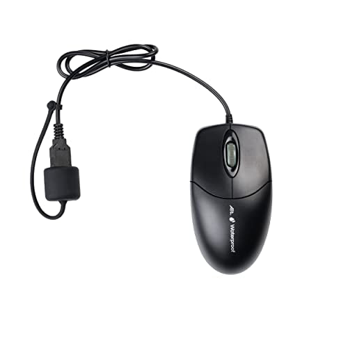 ALT Waterproof Black USB Wired Mouse with Office Mouse Desk Pad, Clear Textured Desk Mat # 103108