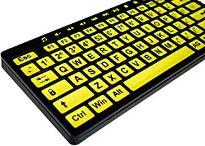 ALT ClearKeys Keyboard Large Print USB Wired Computer Keyboard (Yellow Keys with Black Letters) Great for Visually Impaired Individuals
