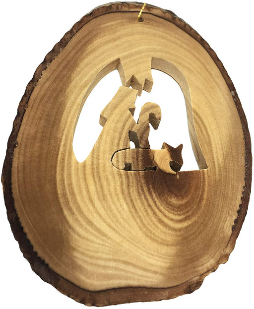 AramediA - Adorno de pastor de Navidad hecho a mano en madera de olivo en Tierra Santa por artesanos - 5" x 3" (pulgadas)