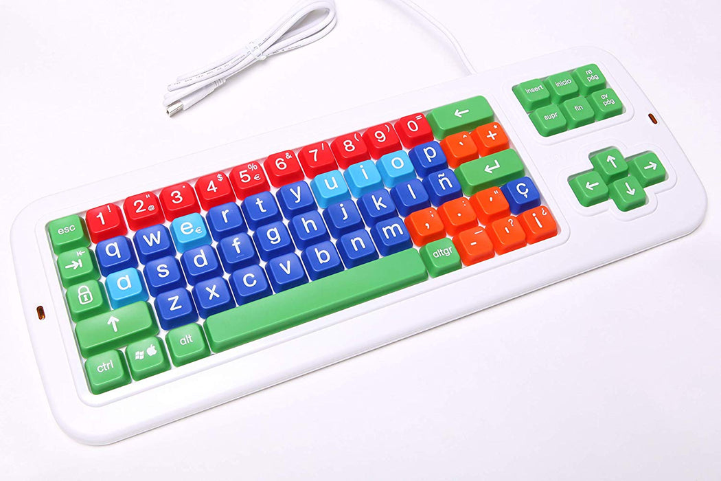 Clevy Color Coded Large Print solid Spill proof Mechanical Spanish Computer Keyboard