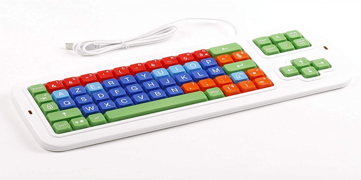 Clevy Color Coded French Computer Keyboard with Uppercase White Letter