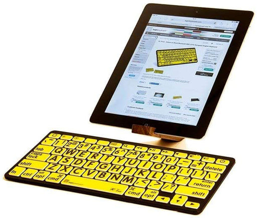 Logickeyboard LargePrint Black on Yellow - Mini teclado Bluetooth para PC; Parte # LKB-LPBY-BTPC-US