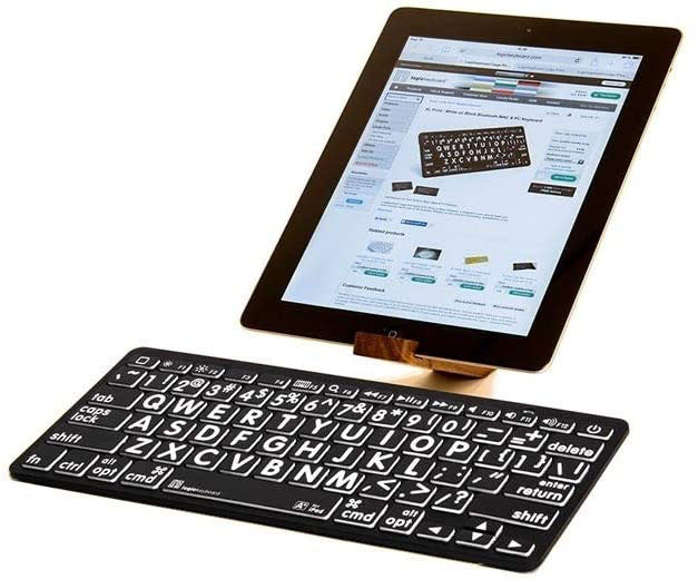 Logickeyboard LargePrint White on Black - Mini clavier PC Bluetooth - Anglais américain ; Numéro de pièce LKB-LPWB-BTPC-US