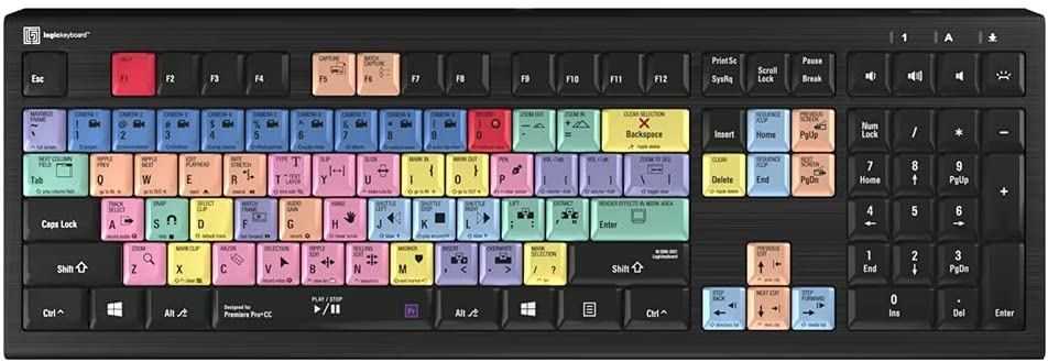 Logickeyboard Designed for Premiere Pro CC Compatible with Windows 7-10- Astra 2 Backlit Keyboard # LKB-PPROCC-A2PC-US