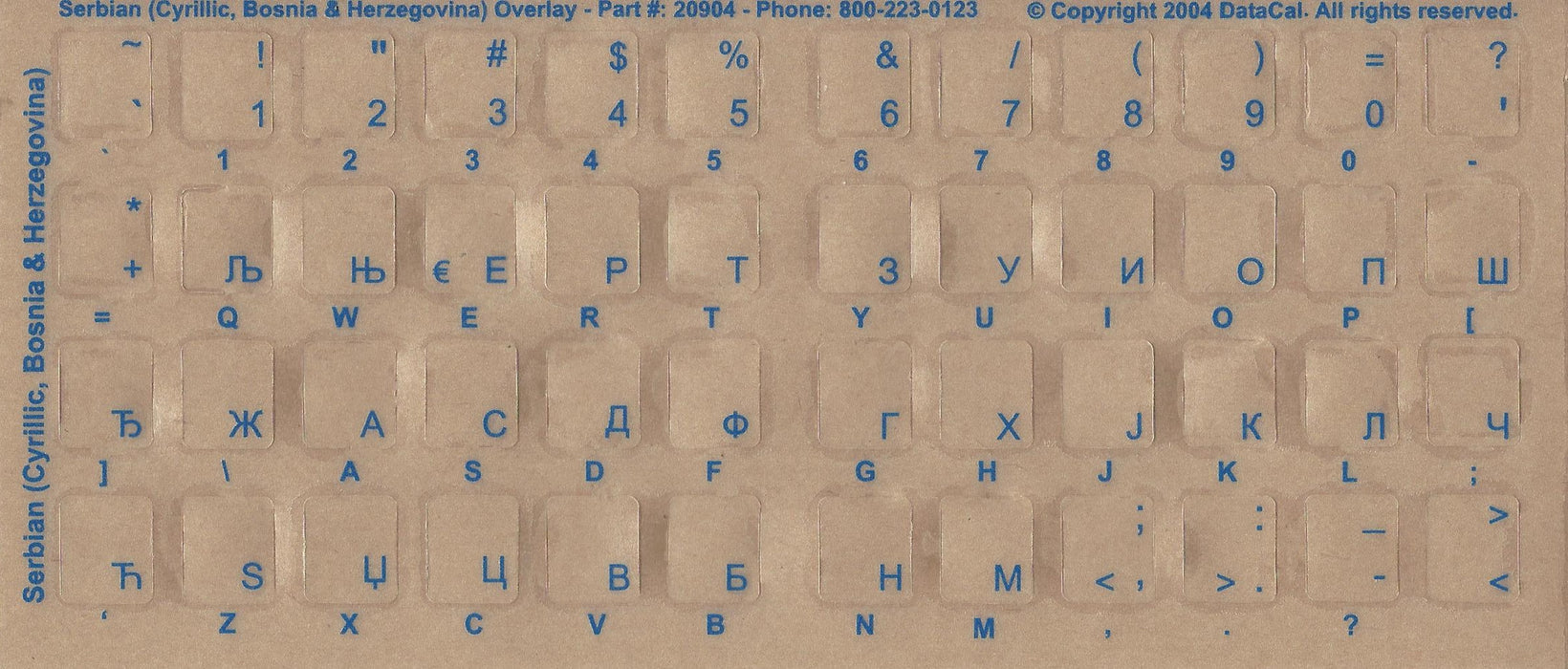 Serbian Keyboard Stickers - Labels - Overlays with Blue Characters for White Computer Keyboard
