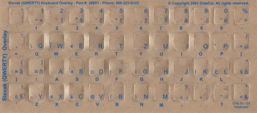 Slovak Keyboard Stickers - Labels - Overlays with Blue Characters for White Computer Keyboard