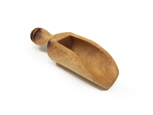 Cuchara de madera de olivo Aramedia, mango redondo, utensilio decorativo y de cocina hecho a mano y tallado a mano por artesanos (3,5" x 1" x 1")